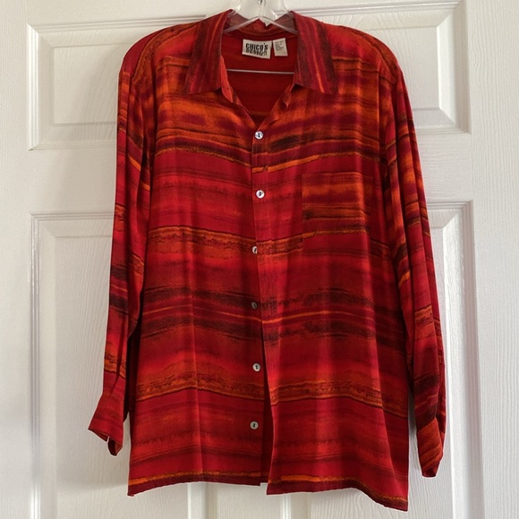 Red silk Chicos set with shell buttons - size 2 - Picture 5 of 15